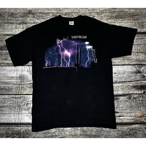 Vintage 90s Las Vegas Lightning Cactus Graphic T Shirt Black XL Jerzees USA